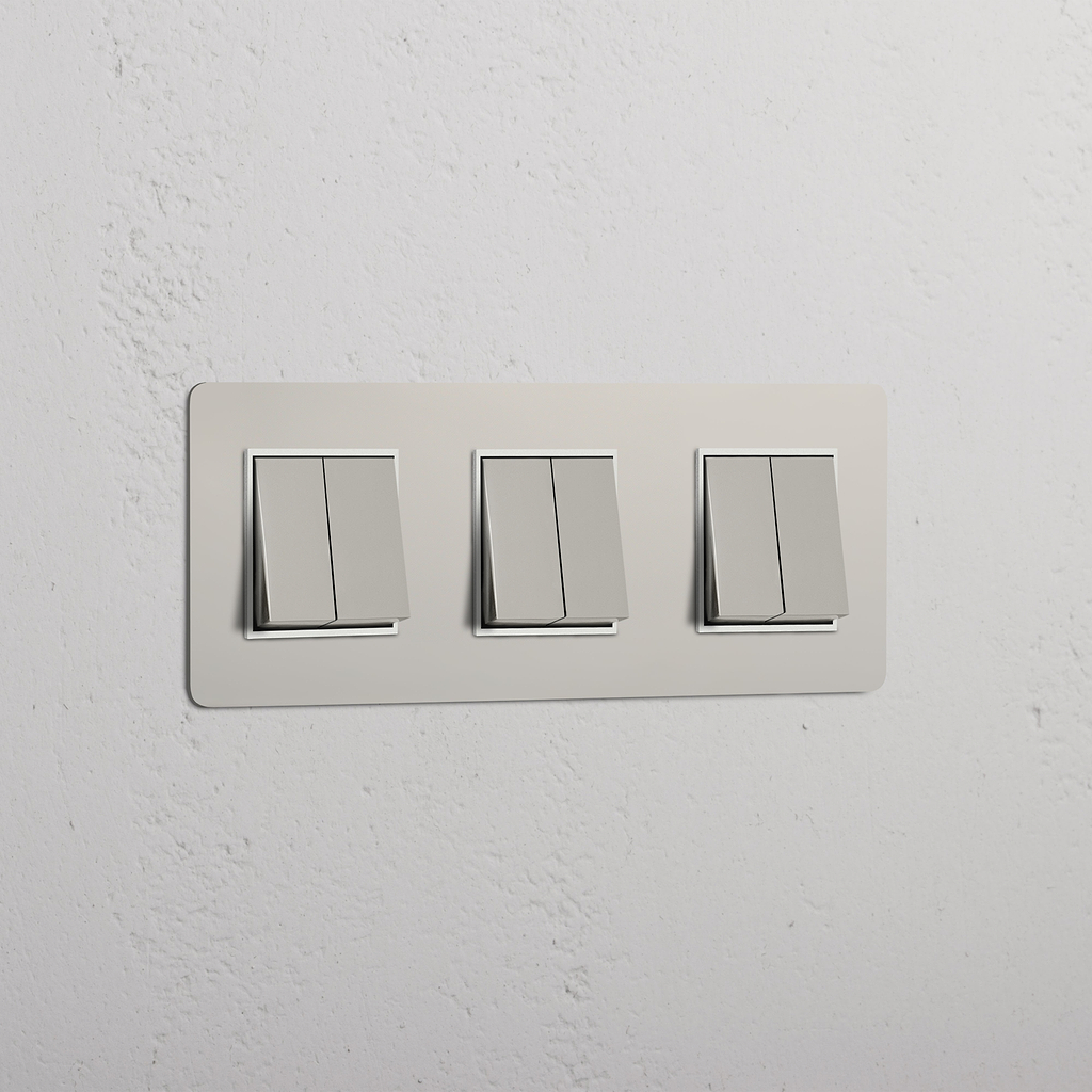 Interruptor para control de la luz de súper capacidad: Interruptor triple de balancín x6 en níquel pulido y blanco