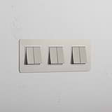 Interruptor para control de la luz de súper capacidad: Interruptor triple de balancín x6 en níquel pulido y blanco