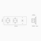 Módulo redondo USB 30W + Schuko x2 (marco triple) - Transparente (inserción blanca)