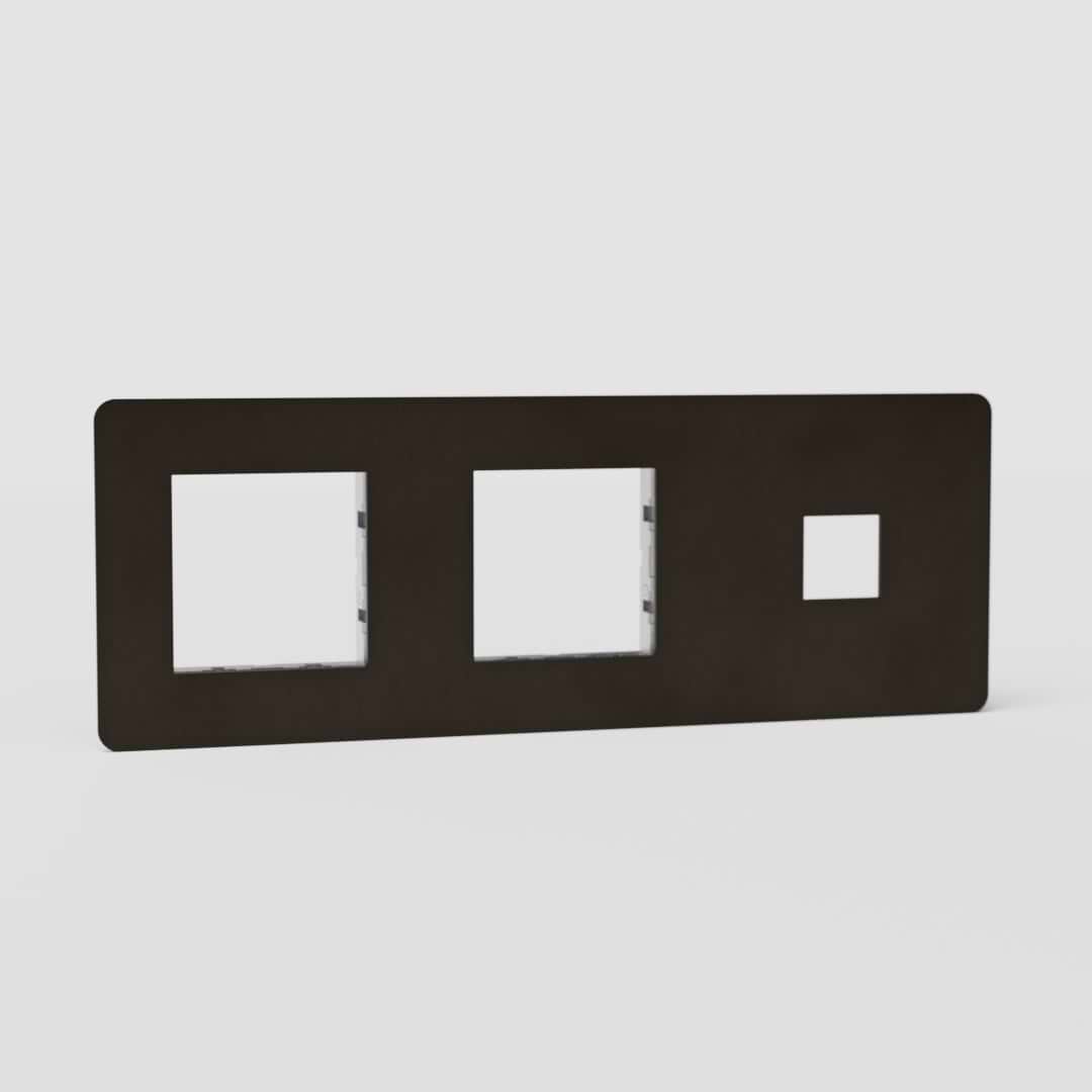 Placa de interruptor triple función Keystone y 45mm EU en bronce - Solución multifuncional para placa de interruptor