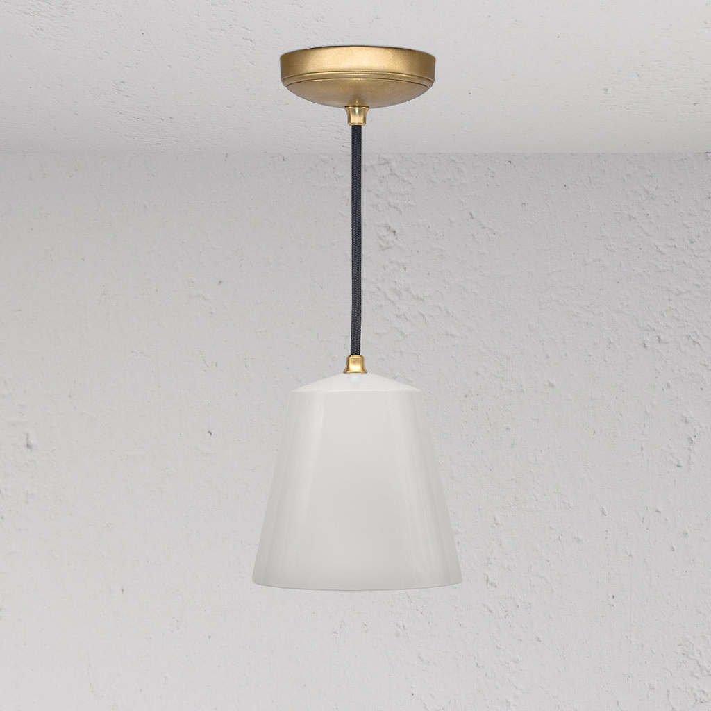 Richmond Medium Pendant Light Fine Porcelain - Antique Brass