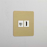 Módulo individual RJ45 y HDMI en latón antiguo y blanco - Conectividad superior