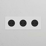 Módulo redondo Schuko x3 (marco triple) - Pintable (inserción negra)