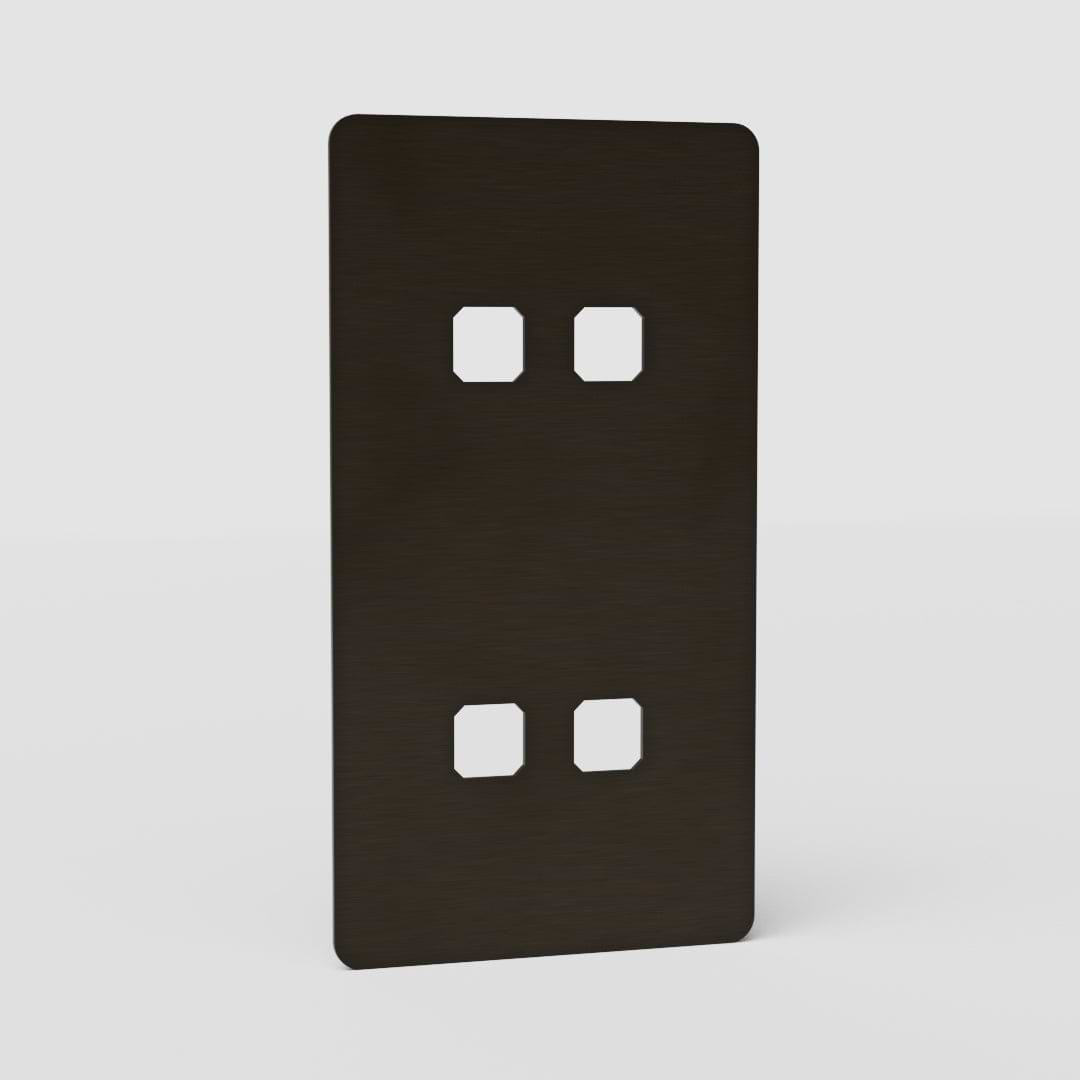 Placa de interruptor doble x4 EU en bronce con diseño vertical - Placa de interruptor con ahorro de espacio