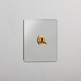 Interruptor individual de palanca retráctil en latón antiguo y traslúcido - Accesorio eficiente para control de luz