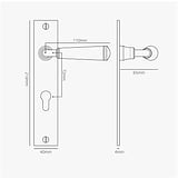 Manilla para puertas Digby con placa larga (con muelle) y cerradura europea - Níquel pulido