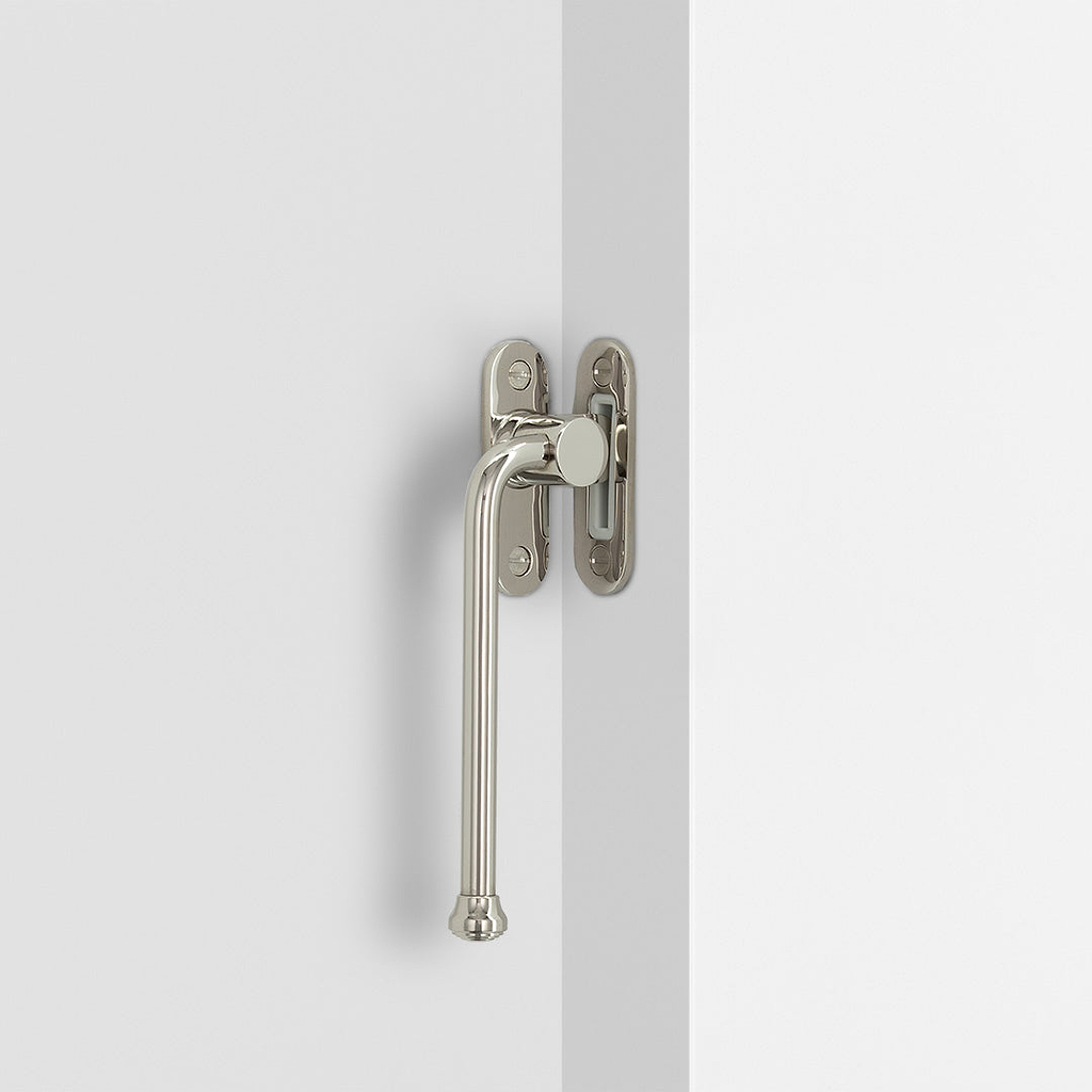 Southbank Casement Window Handle With Plate Left – Polished Nickel