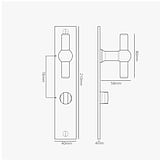 Manilla para puertas Harper T con placa larga (con muelle) y sistema giratorio - Latón antiguo
