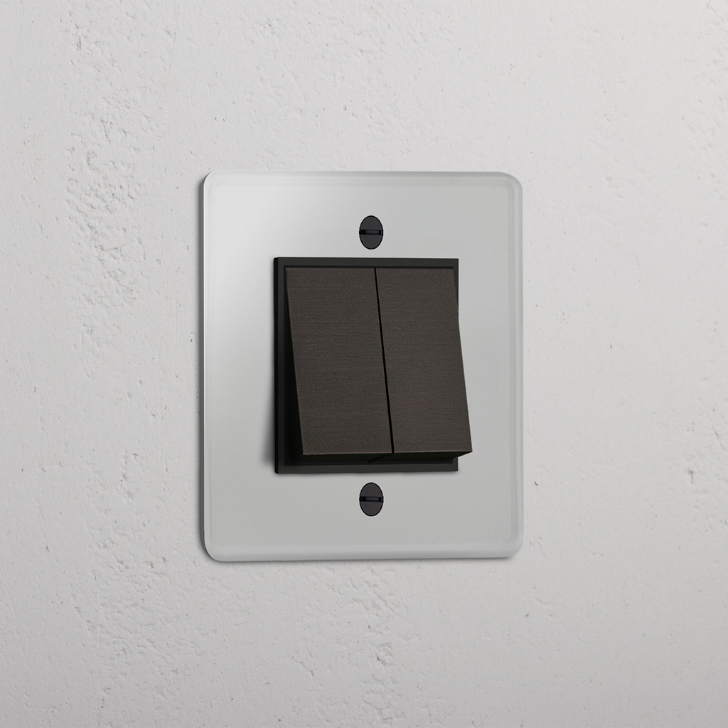 Interruptor doble de balancín en bronce y traslúcido con negro - Accesorio elegante para control de luz