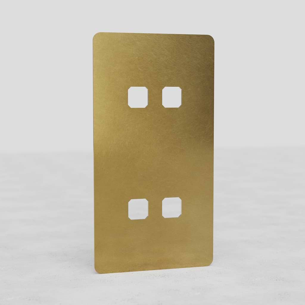 Placa de interruptor con cuatro aberturas en latón antiguo, diseño vertical - Accesorio de estilo clásico europeo