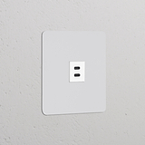 Enchufe USB de 30W (marco individual) - Pintable (inserción blanca)