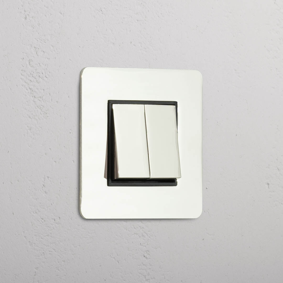 Interruptor doble para control de la luz: Interruptor individual de balancín x2 en níquel pulido y negro