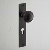 Pomo para puertas Poplar con placa larga (con muelle) y cerradura europea - Bronce