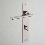 Manilla para puertas Clayton con placa larga (con muelle) y sistema giratorio - Níquel pulido