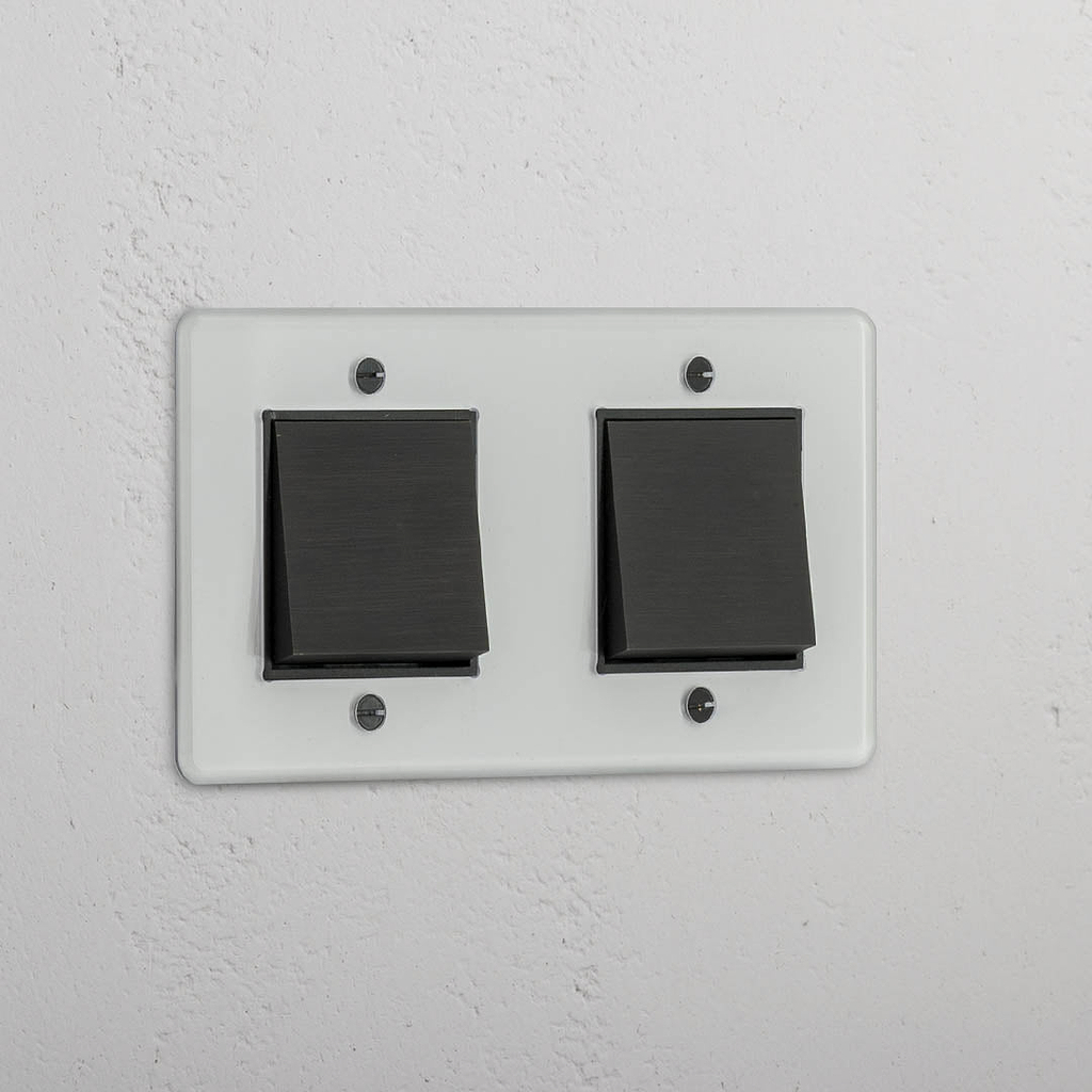 Interruptor doble de balancín en bronce y traslúcido con negro - Solución moderna para luces