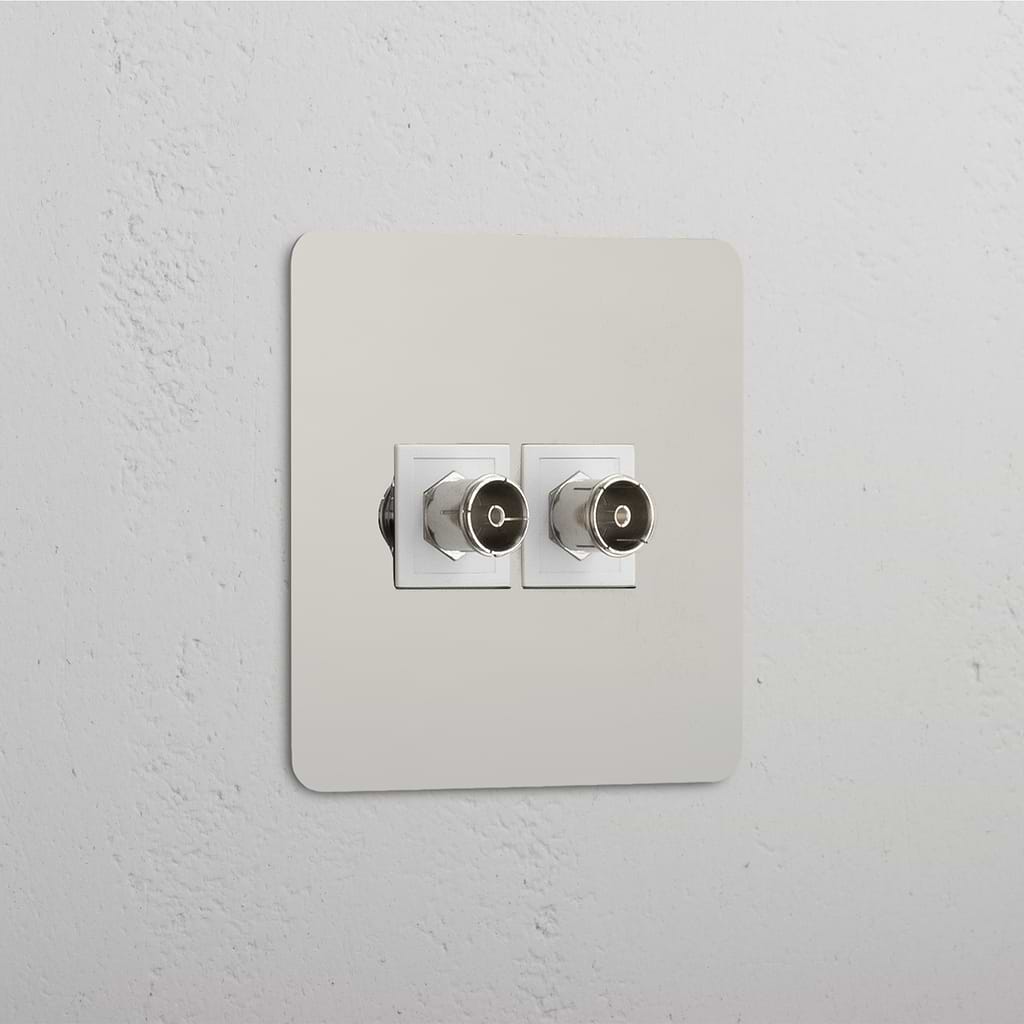 Accesorio para señal de TV: Módulo individual de TV x2 en níquel pulido y blanco