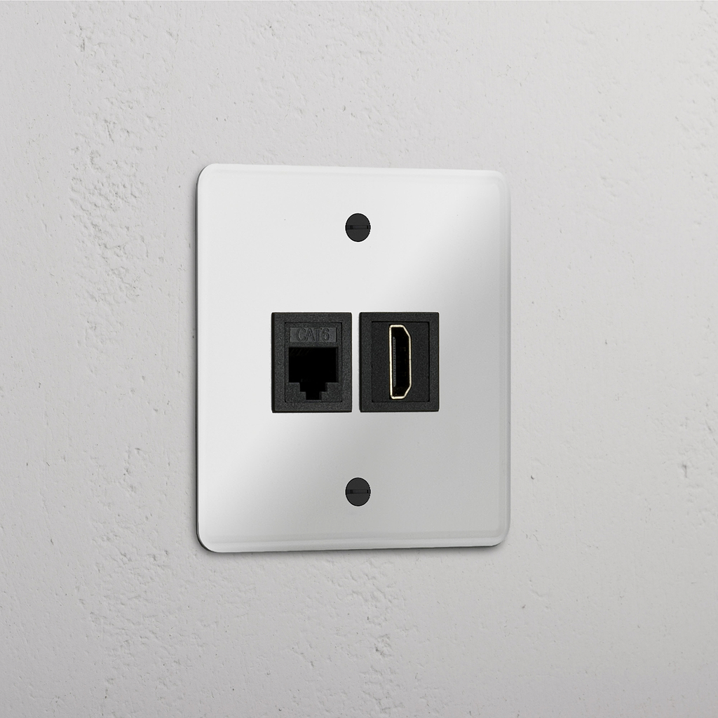 Módulo individual de doble función RJ45 y HDMI en traslúcido y negro - Solución de red versátil