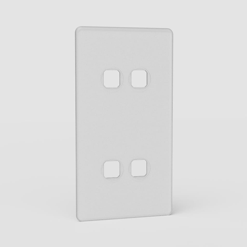 Placa de interruptor doble x4 EU en traslúcido con diseño vertical - Solución compacta para interruptores de luz