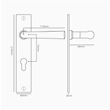 Manilla para puertas Apsley con placa larga (con muelle) y cerradura europea - Níquel pulido