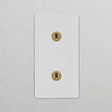 Interruptor conmutador de palanca x2 vertical (marco doble) - Pintable y latón antiguo