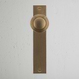 Pomo para puertas Poplar con placa larga (con muelle) - Latón antiguo