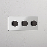 Interruptor triple regulador de luz en bronce y traslúcido - Accesorio avanzado para control de luz