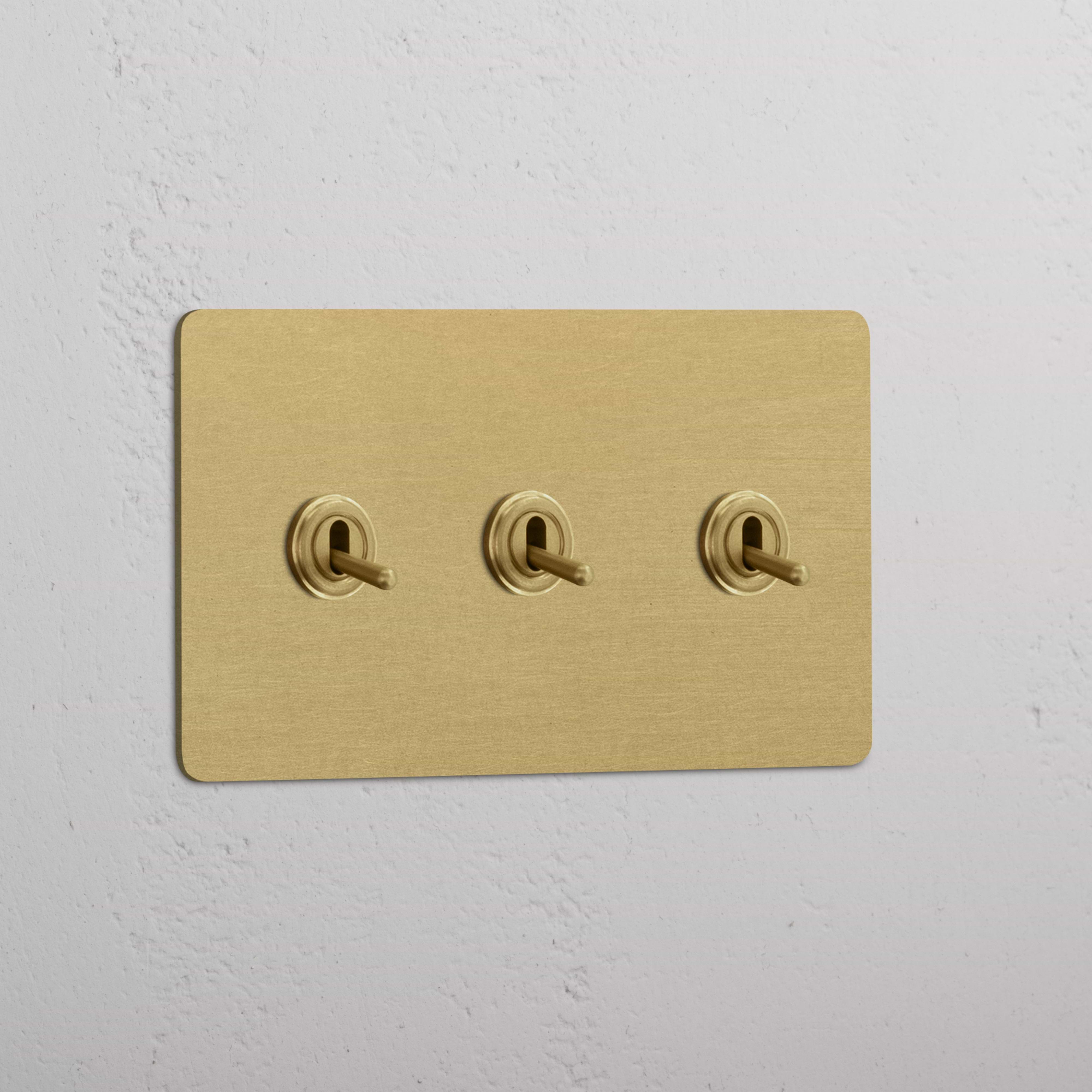 interruptor doble de palanca x3 en estilo clásico de latón antiguo