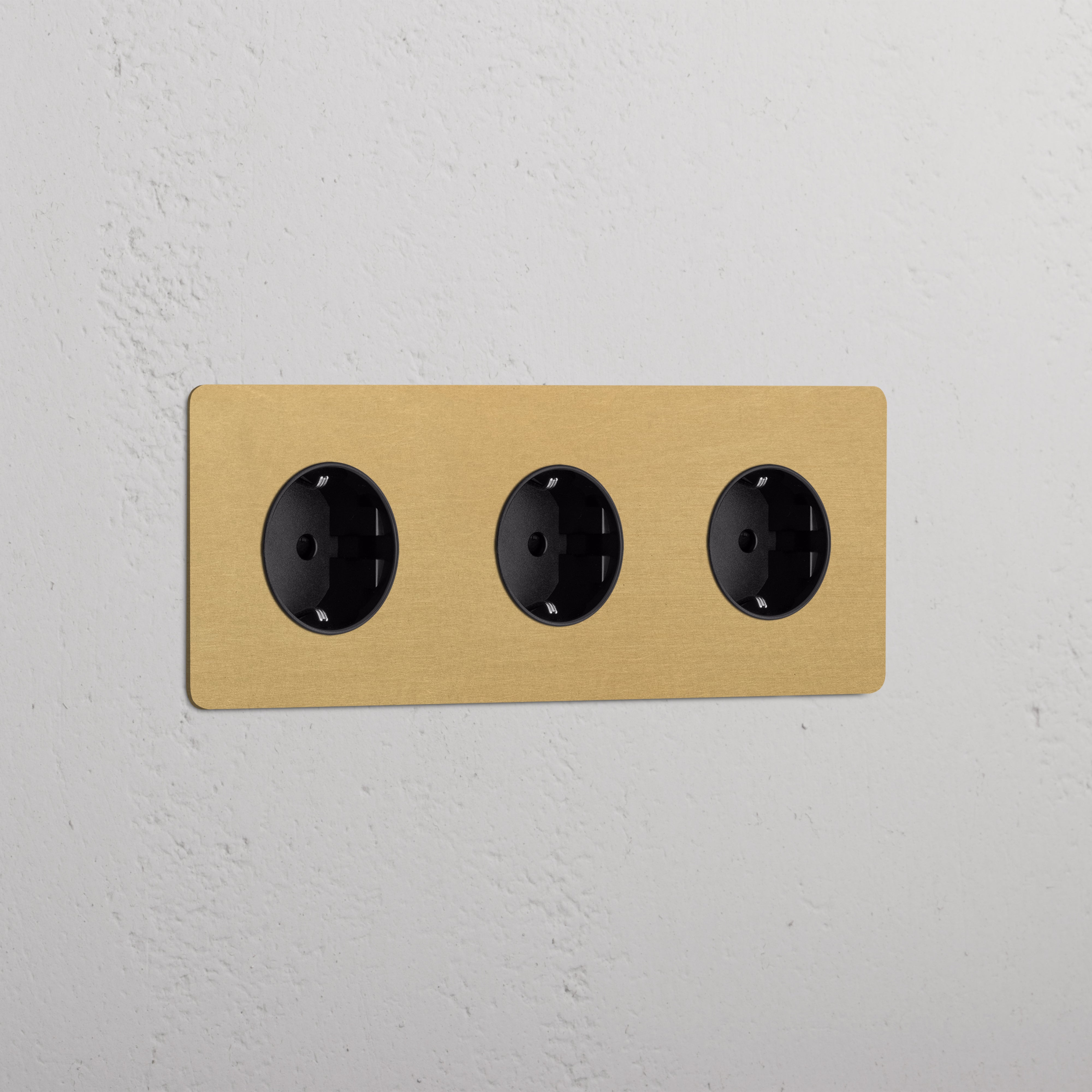 Triple 3x Schuko Module - Antique Brass Black