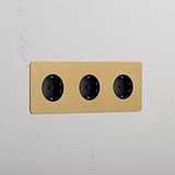 Triple 3x Schuko Module - Antique Brass Black