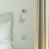 Aplique de pared Richmond pequeño con porcelana - Níquel pulido