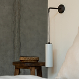 Aplique de pared colgante Claremont pequeño con porcelana - Bronce