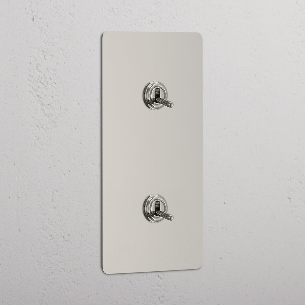 Interruptor doble de palanca vertical para la luz: Interruptor doble de palanca x2 en níquel pulido con diseño vertical