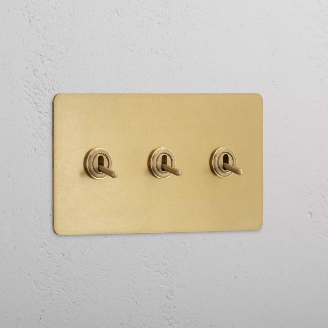 interruptor doble de palanca x3 en estilo clásico de latón antiguo