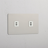 Salida doble de carga rápida estándar: Módulo doble USB x2 en níquel pulido y blanco