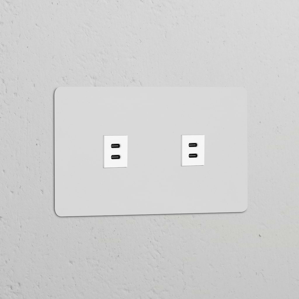 Enchufe USB-C de 30W x2 (marco doble) - Pintable (inserción blanca)