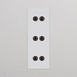 Interruptor conmutador de palanca x6 vertical (marco triple) - Pintable y bronce