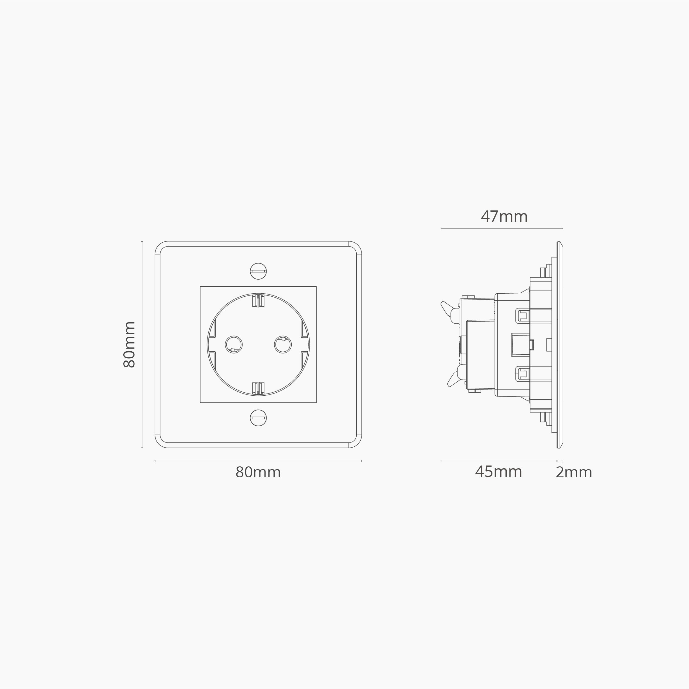 Módulo redondo Schuko (marco simple) - Transparente (inserción blanca)