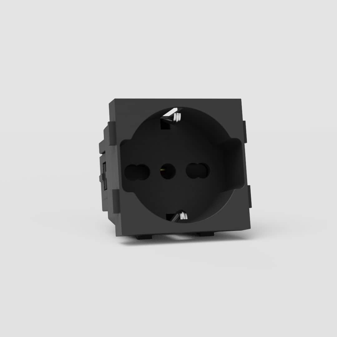 Módulo Schuko/Bipasso en negro - Solución para conexión de alta calidad