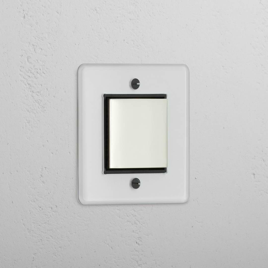 Interruptor individual de balancín central en níquel pulido y traslúcido con negro - Accesorio para control eficiente de iluminación