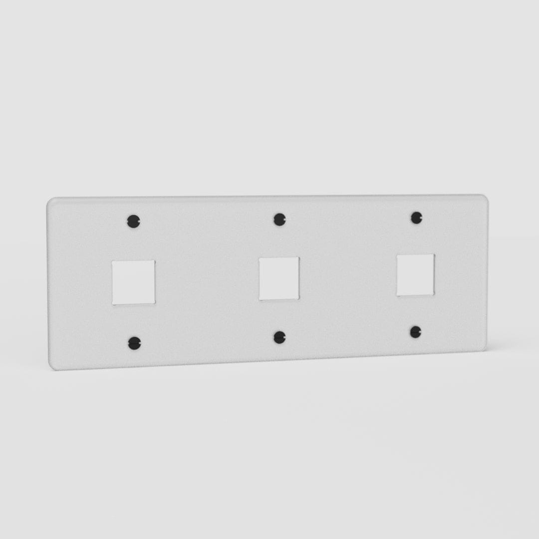 Placa de interruptor triple Keystone EU en traslúcido y negro - Accesorio eficiente para control de las luces