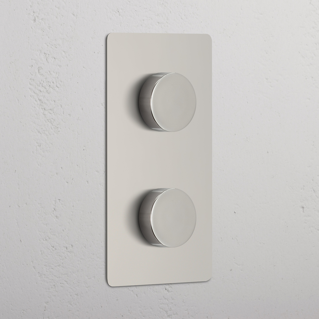 Interruptor de luz control de intensidad en diseño vertical: Interruptor doble regulador de luz x2 en níquel pulido con diseño vertical