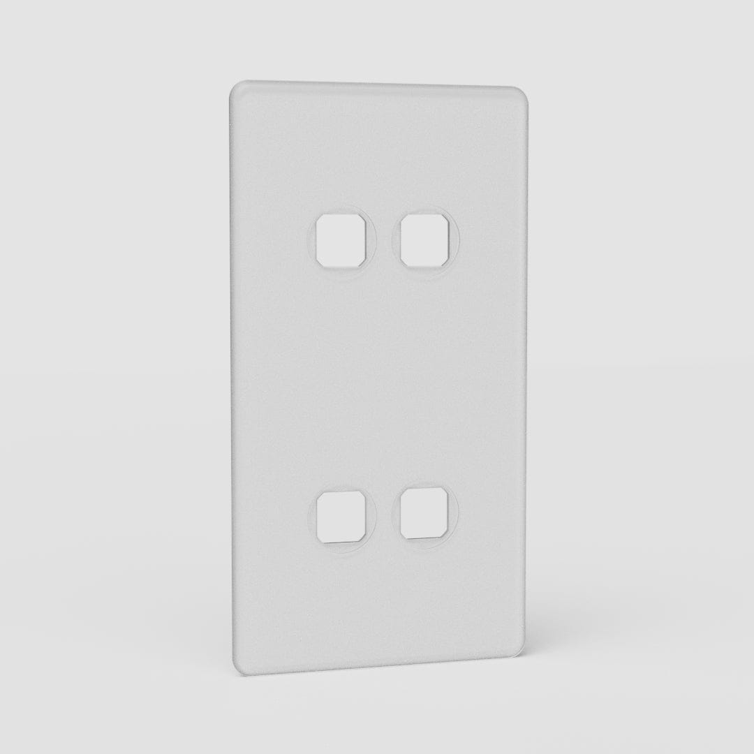 Placa de interruptor doble x4 EU en traslúcido con diseño vertical - Solución compacta para interruptores de luz