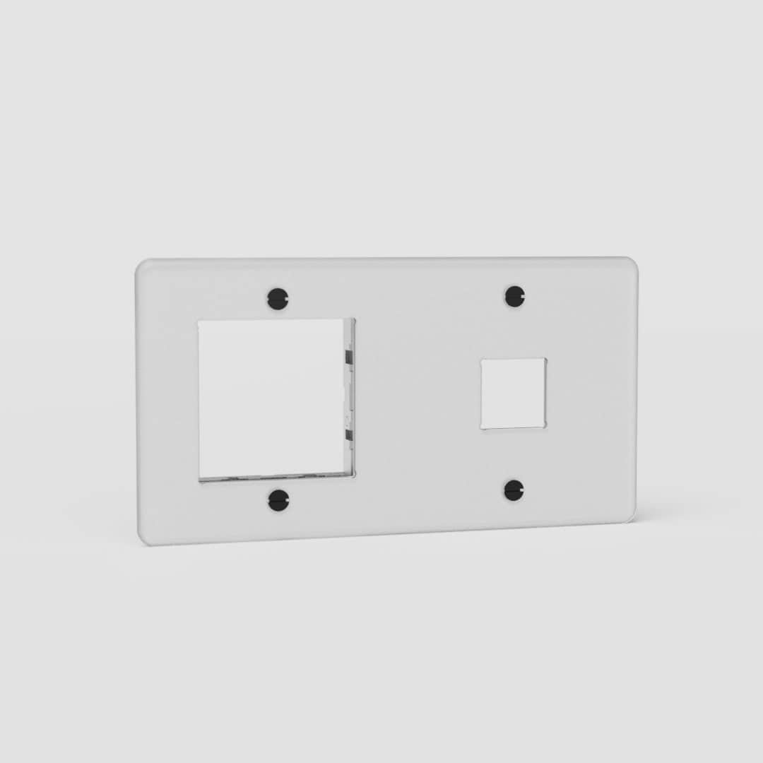 Placa de interruptor doble Keystone y 45mm EU en traslúcido y negro - Accesorio elegante para control de las luces