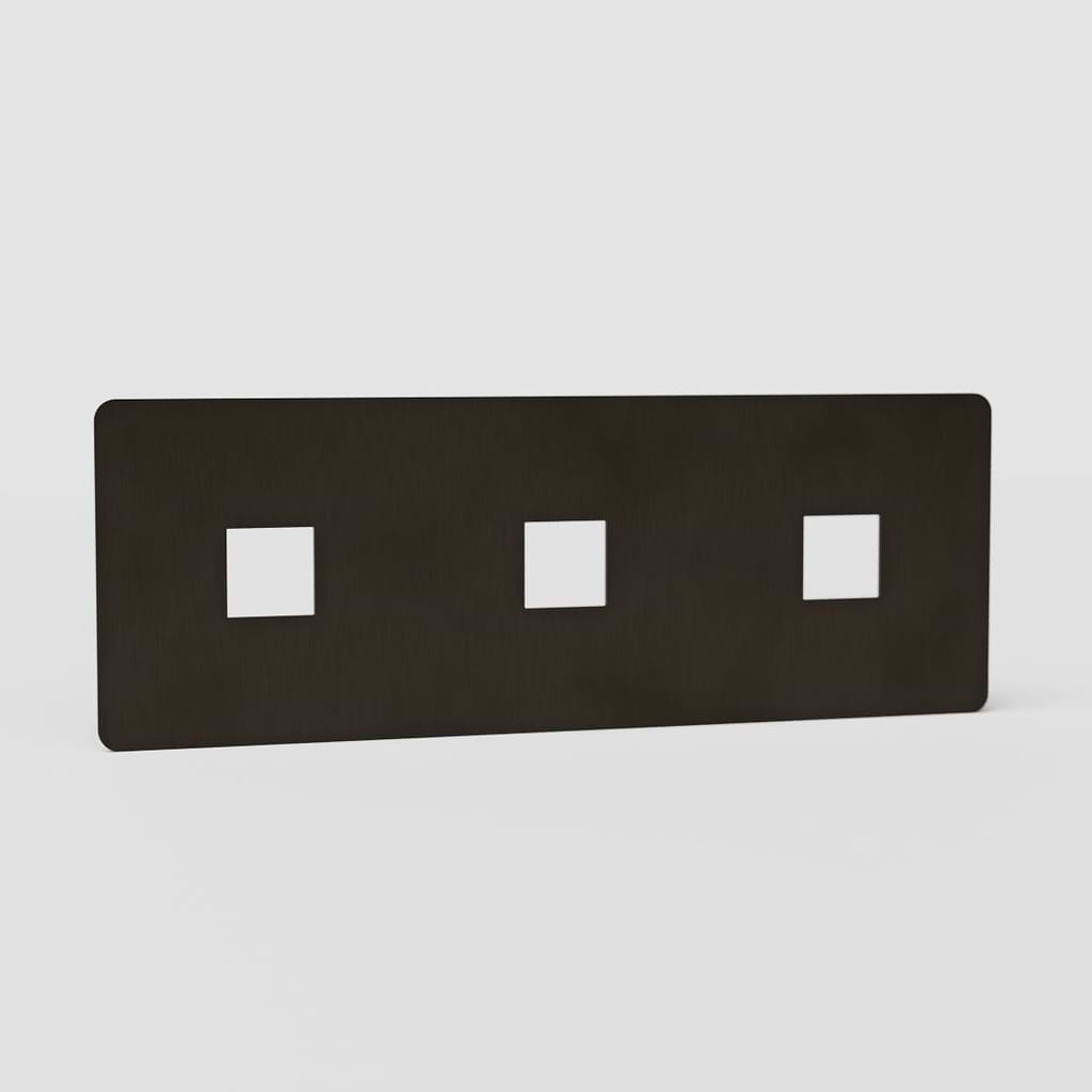 Placa de interruptor triple Keystone EU en bronce - Equipamiento para interruptores de luz de alto rendimiento
