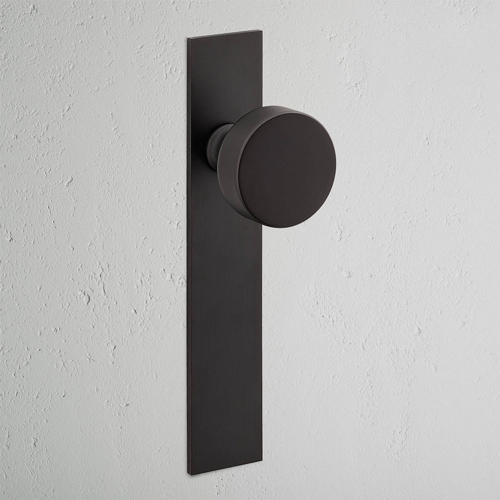 Pomo para puertas Onslow con placa larga (con muelle) - Bronce