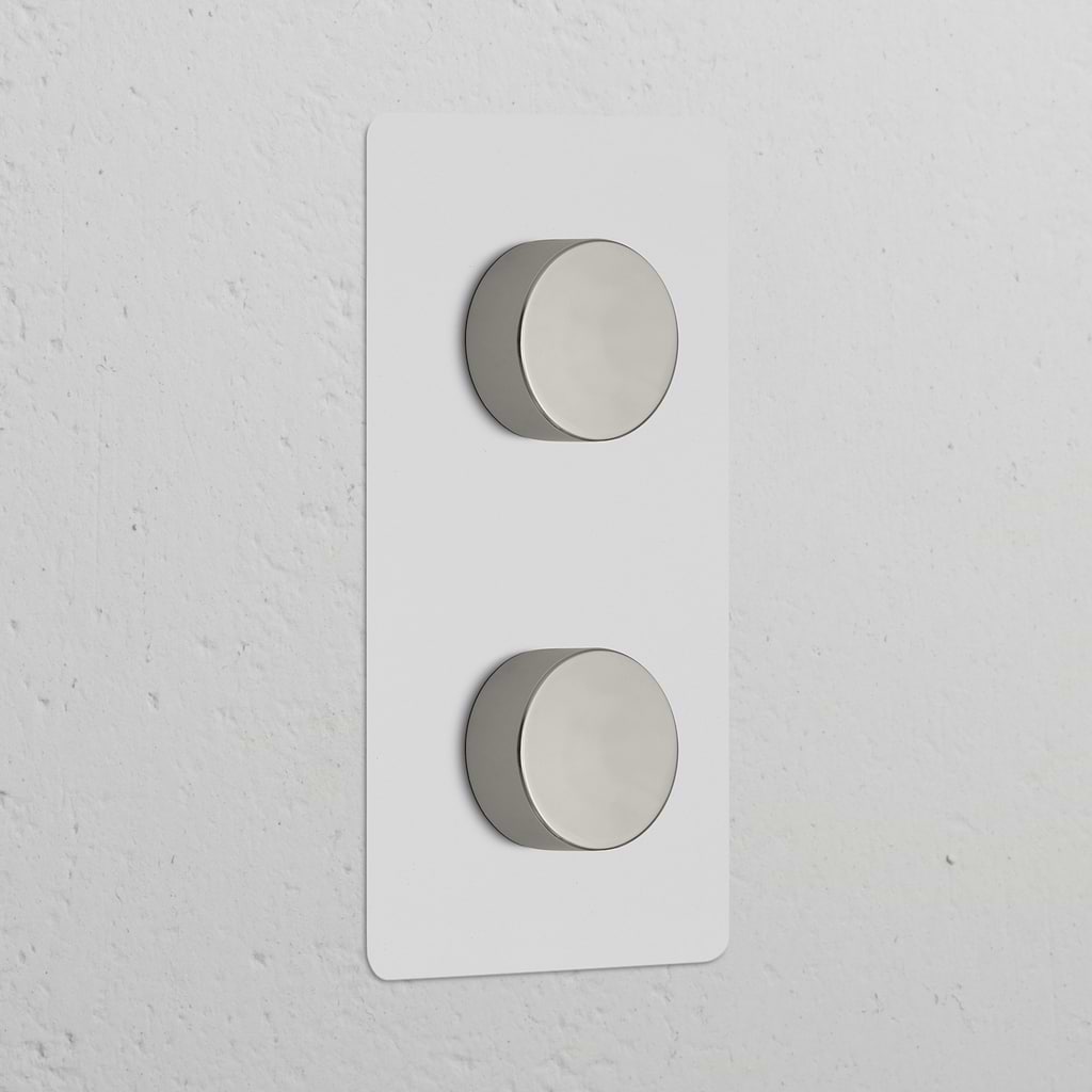 Regulador de luz x2 vertical (marco doble) - Pintable y níquel pulido