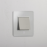 Interruptor individual de balancín intermedio en níquel pulido y traslúcido con blanco - Sistema de control de iluminación versátil