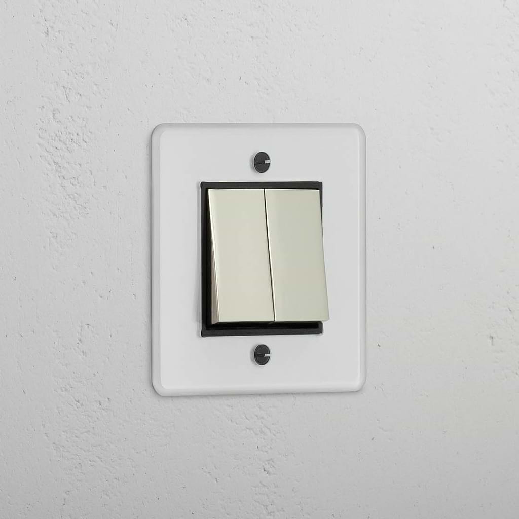 Interruptor individual de función doble en níquel pulido y traslúcido con negro - Herramienta para control de luz sencilla