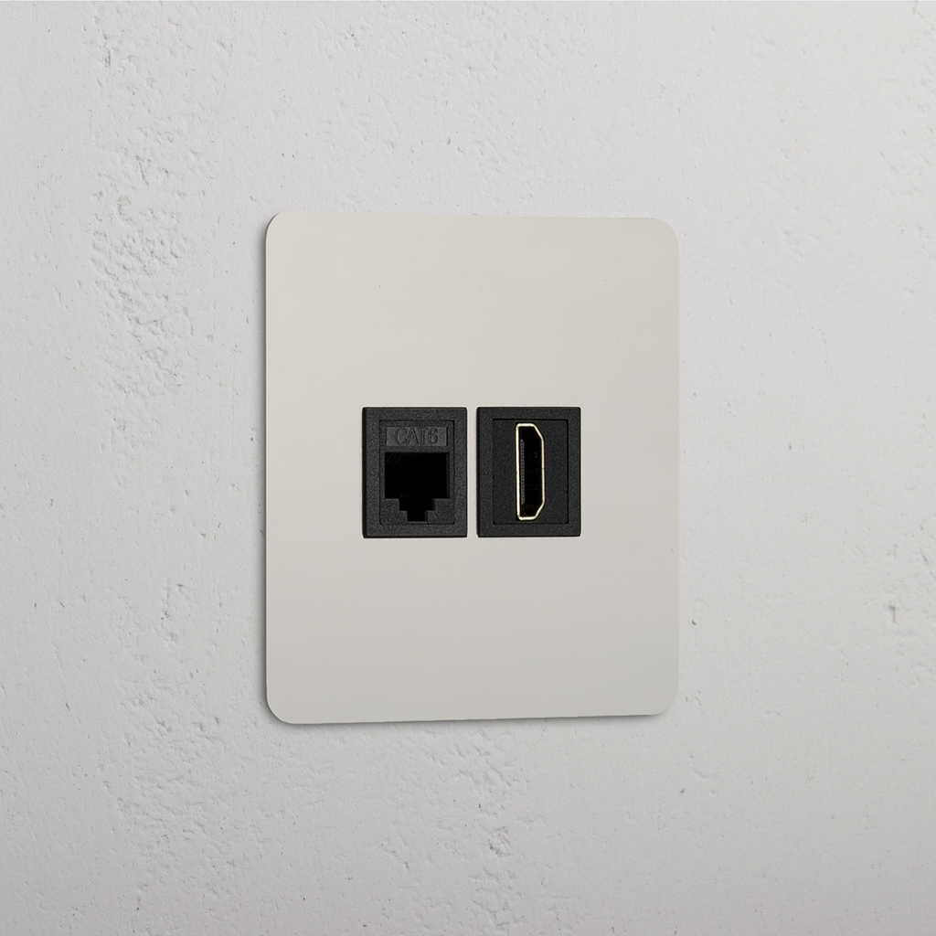 Accesorio para red y vídeo de alta definición: Módulo individual RJ45 y HDMI en níquel pulido y negro