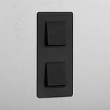 Interruptor doble de balancín x2 (vertical) - Bronce y negro